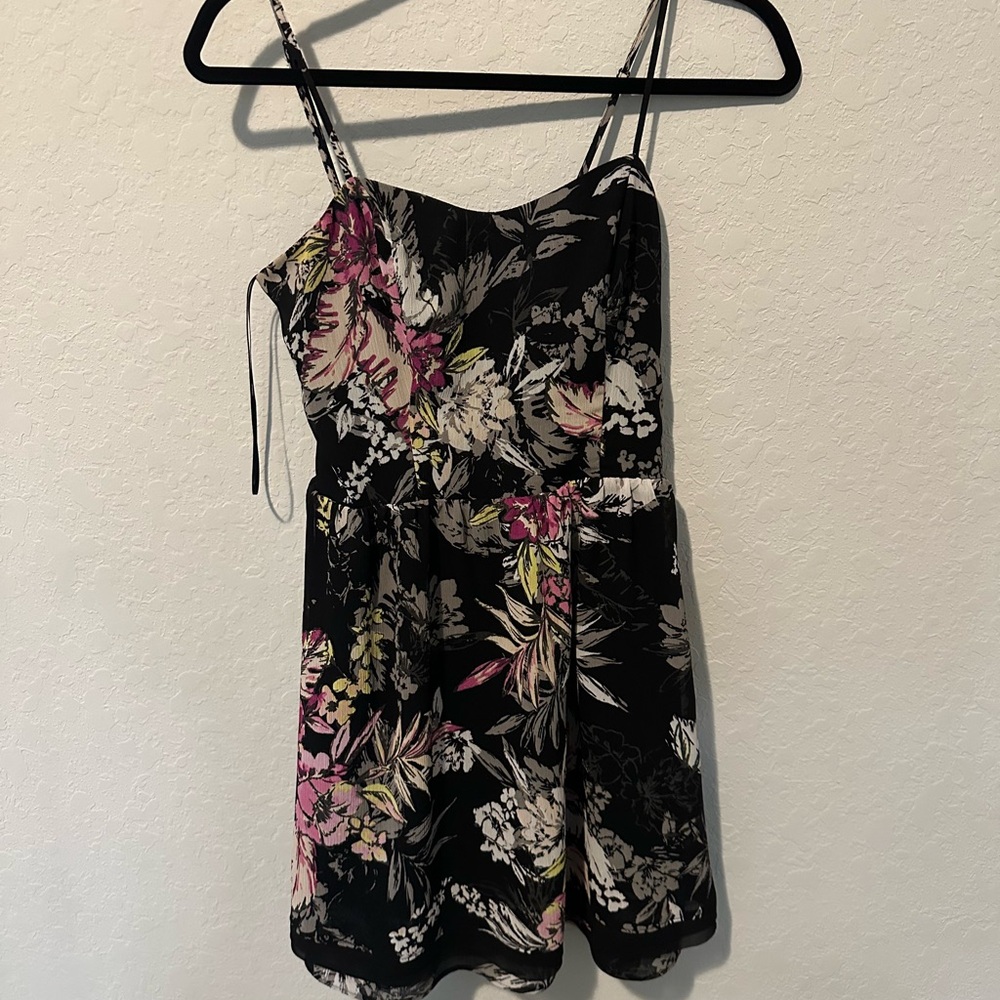 Vera Wang Black and Pink Floral Mini Dress